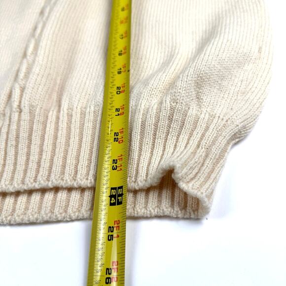 Vintage Pendleton wool sweater vest 2X cream navy trim cable knit made in USA - Picture 11 of 11